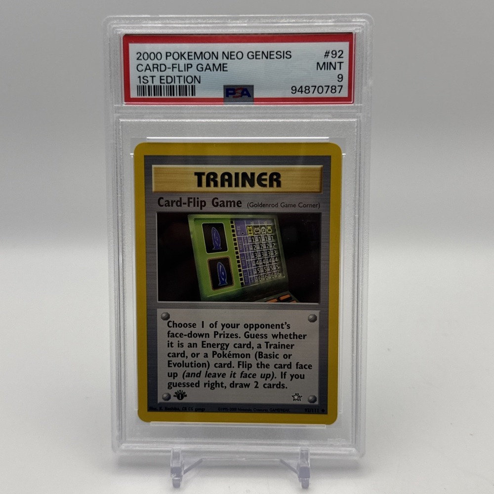 Pokemon Neo Genesis 1st Edition Uncommon Card-Flip Game 92/111 PSA 9 Mint